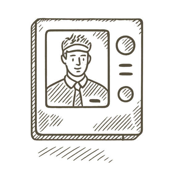 Hand-drawn video intercom icon in Shadow Taupe