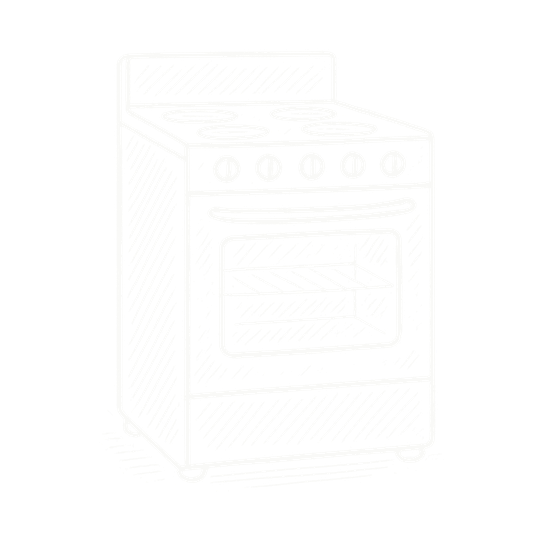 Hand-drawn icon of a full size range and oven